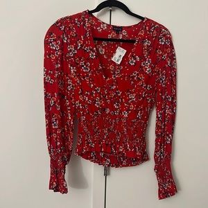 NWT red floral blouse